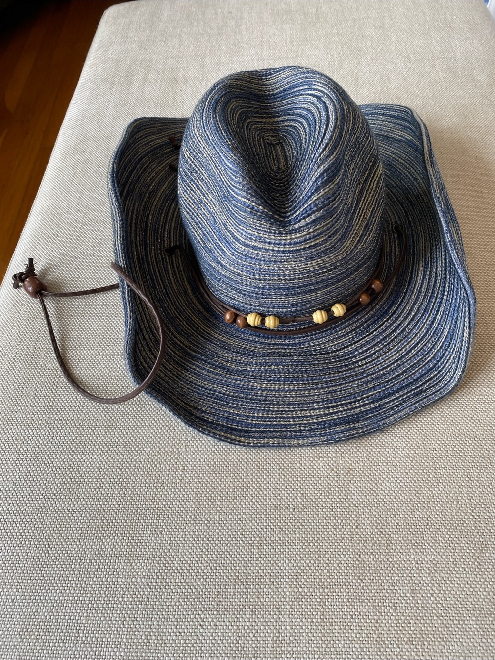 Sunday Afternoons Women's Navy Sun Hat with Beaded Chin Cord - Picture 2 of 15